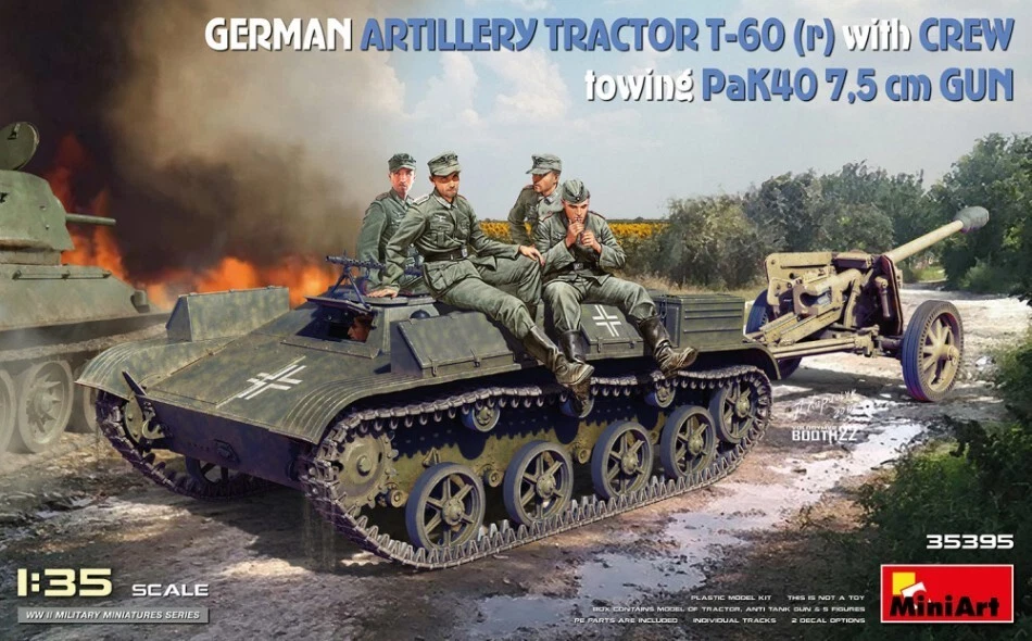 GERMAN ARTILLERY TRACTOR T-60 (r) W/PAK40 GUN & CREW KIT 1:35 - Immagine 1 di 1