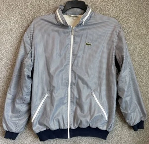 Vintage Lacoste Mens Striped Hooded Full Zip Lined Coat Jacket Size 5 XL France - Picture 1 of 20