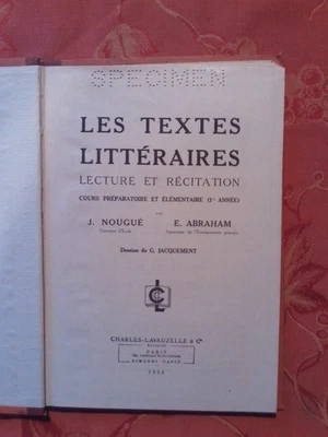 livre scolaire Nougé Abraham  les textes littéraires 1954 illustré EX: spécimen - Photo 1/4