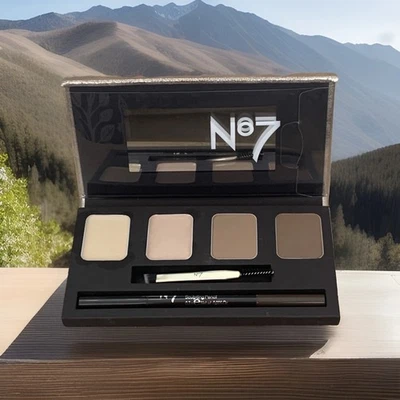 No 7 Brow Palette With Mirror Light Brown & Dark Brown Brow Shade *New* - Image 1 of 4