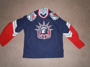 NEW YORK RANGERS BOYS L/XL LADY LIBERTY JERSEY VINTAGE LATE 90'S CCM - Picture 1 of 7