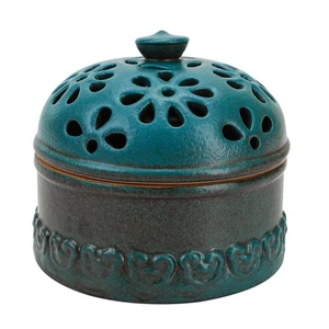 Peacock Blue Garlic Keeper for Counter Small, Ceramic Storage Jar & Garlic Ho... - Picture 1 of 6