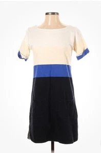 J. Etuikleid Crew Größe XS blau creme weiß schwarz Color-Block Kurzarm - Bild 1 von 4