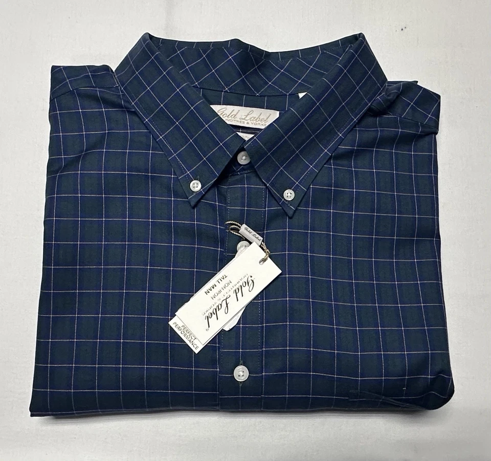 Camisa Roundtree Yorke Etiqueta Dorada Hombres 4XT Abotonada Sin Hierro Algodón Verde $89 Foto 1 de 4