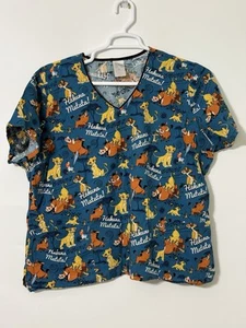 Disney Simba Scrub Top 3XL Hakuna Matata Pumba Timone Lion Blue - Picture 1 of 4