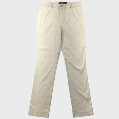 Women Lauren Ralph Lauren Sz 6 Ivory premium cotton blend straight leg pants - Image 1 of 4