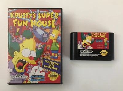 Krusty's Super Fun House (Sega Genesis, 1994) Box & Cartridge, No Manual - Image 1 of 4