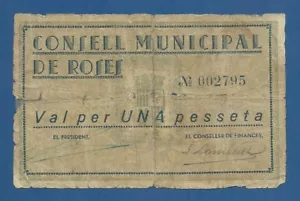 CONSELL MUNICIPAL DE ROSES -- 1 PESETA SIN FECHA -- BC- -- 3ª EMISION . - Bild 1 von 2