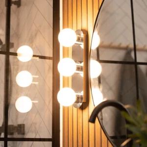 3 Way Hollywood Wall Light Bathroom Lights Glass Shades Make Up Dressing Table - Picture 1 of 28