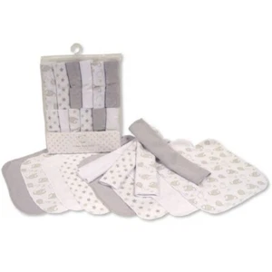 Baby Wash Cloths Grey Unisex ~ Elephants ~ 12 Pack Snuggle Baby ~ Shower Gift - Picture 1 of 4