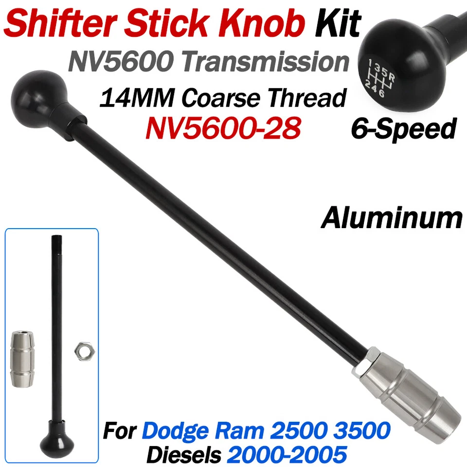 Palanca de cambios y perilla de 6 velocidades para Dodge Ram 2500 y 3500 NV5600 2000-2005 Foto 1 de 4