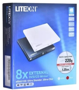 Liteon eBAU108 Grabadora DVD Slim Externa USB Blanca - Imagen 1 de 1