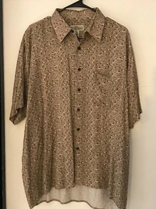 L Men's NATURAL ISSUE Vintage Beige+Black Tribal Rayon Hawaiian Shirt NEVER WORN - Picture 1 of 4