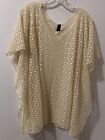 Tempo By Lavello Poncho Style Lacy Crochet Overlay Beige No Size Tag