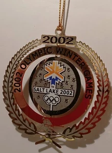 2002 WINTER OLYMPICS GAMES Salt Lake City Christmas Tree Ornament 2.5 in. SKI ? - Picture 1 of 3