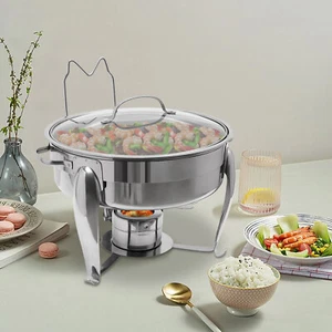 Scaldavivande 6L Scaldavivande Buffet Tondo Acciaio Inox Chafer Catering con Coperchio - Foto 1 di 19