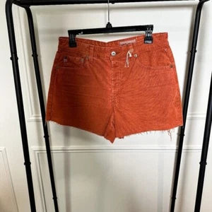 NUEVO AG Adriano Goldschmied Naranja Alexxis Pantalones Cortos Tiro Alto Cuña Talla 30 - Imagen 1 de 6
