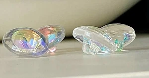 Vintage Glass Buttons - 4 Iridescent Glass Shank Buttons - Czechoslovakia - Picture 1 of 10