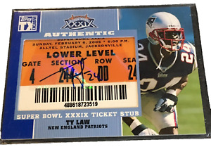 2007 Ty Law Topps TX auto Ticket Stub Patriots Super Bowl XXXIX 39
