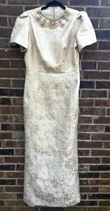 $860 Rickie Freeman for Teri Jon SALE NWT Women's Gold Beaded Gown Dress Size 10 - Picture 1 of 11