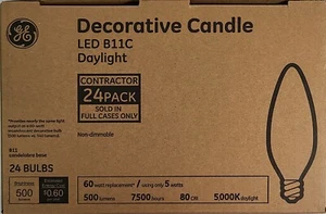 GE Decorative Candle LED B11 Candelabra Base Light Bulb Pack of 24 - Picture 1 of 5