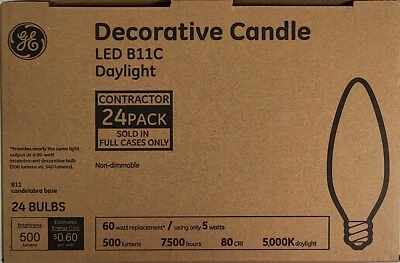 GE Decorative Candle LED B11 Candelabra Base Light Bulb Pack of 24 - Image 1 of 4