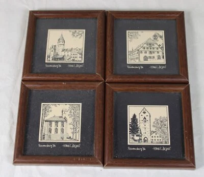 A20/Ravensburg - 4x Miniature Graphic V. Hans Wagner IN Wood Frame - Signed /30 - Image 1 of 4