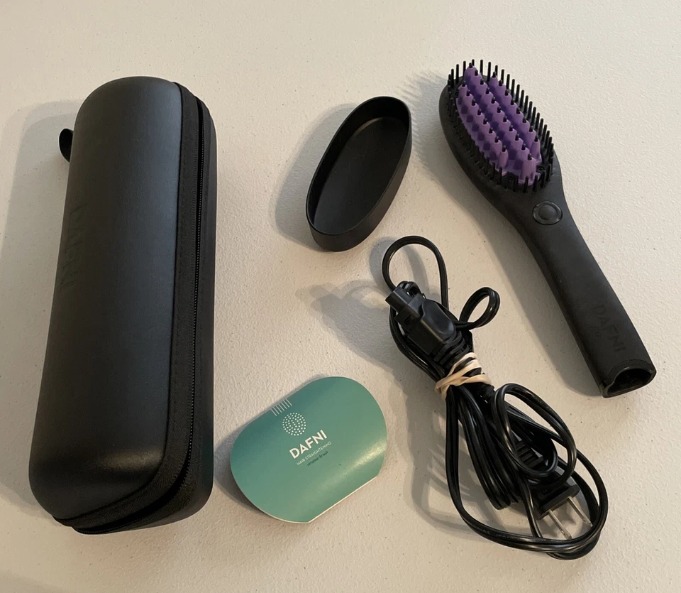 DAFNI Hair Straightening Ceramic Brush Purple with Thermal Cover Case DH1.1G - Image 1 of 4