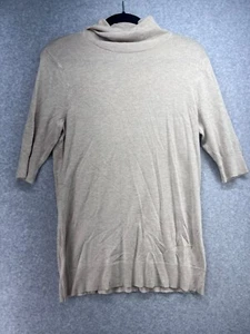 *New* Liz Claiborne Womens Sweater Size M Beige Turtle Neck Half Sleeve - Picture 1 of 10