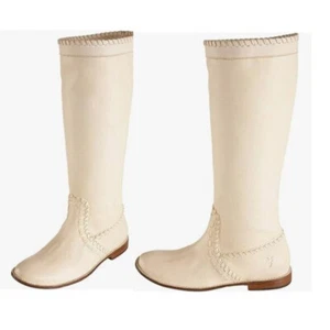 Frye Paige Huarache Leather Flat Tall Boots in Ecrue Cream sz 8 NEW WITHOUT BOX - Picture 1 of 12