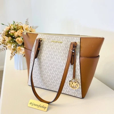 Новый с Ярлыками Michael Kors Charlotte верхний молнии сумка с короткими ручками наплечная сумка ваниль MK - Изображение 1 из 4