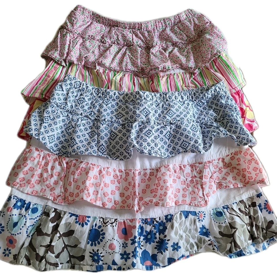 Vintage Y2K Mini Skorts Girl’s Size 14/16 Tiered Floral Pink Blue (2) - Image 1 of 4