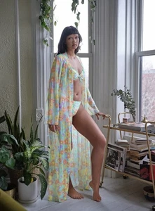 SAVAGE x FENTY Free Spirit Long Mesh Robe Floral Rihanna 2X/3X Sheer FEMININE - Bild 1 von 10