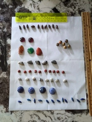 Lot 60pcs Cabochon Stones Lapis Sodalite Jasper Agate Polished — 第 1/4 张图片
