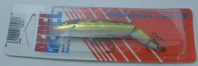Rebel J1002 3-1/2" flutuador articulado minnow corredor raso 1/4 oz Bk/ouro - Imagem 1 de 3