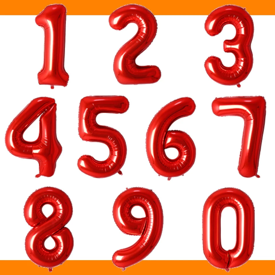 XL Folienballon Zahlen Rot 100 cm Luftballon Helium Party Ballon Geburtstag Red - Bild 1 von 1