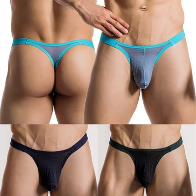 Mens See Through Jockstrap Bulge Pouch Low Rise G-String Thong Briefs Underwear - Image 1 of 4