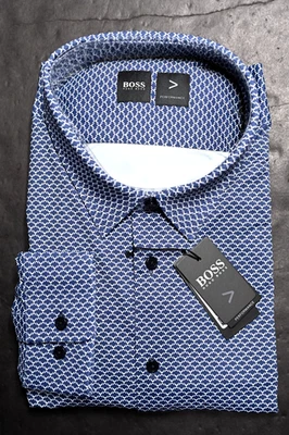 Hugo Boss Men's Ronni Travel Fresh Performance Stretch Blue Shirt Big & Tall 3XL - Image 1 of 4