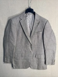 Joseph Abboud 41R Tailored Fit Reda Italy Linen Wool Brown Basket Check 2 Button - Picture 1 of 15