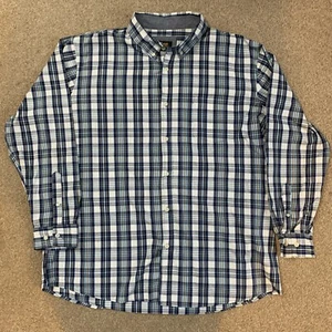 Lee Shirt Mens XXL Regular Fit Blue Check Long Sleeve Stretch Casual Button Up - Picture 1 of 7