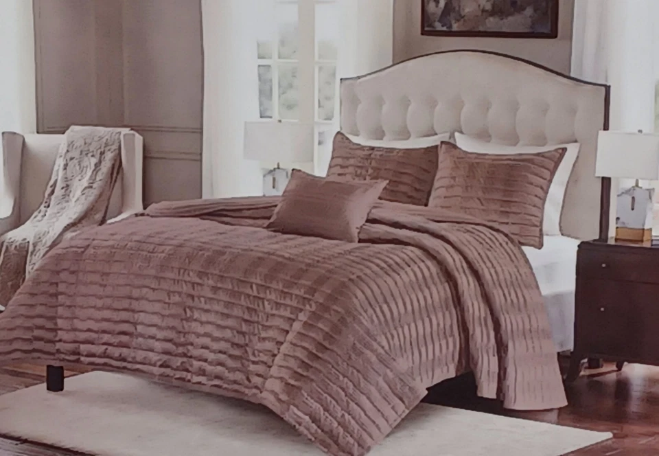 Juego de 4 cobertores Chandler Bombay color champiñón 92x96 fundas 20x26 Foto 1 de 1