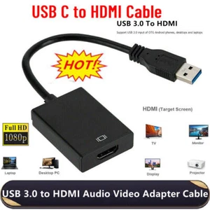 For Laptop PC HDTV USB 3.0 to to HDMI HD 1080P Video Cable Adapter Converter - Picture 1 of 11