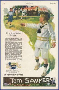 Vintage 1920 TOM SAWYER Washwear Clothes For Boys Fashion 1920's Print Ad - Picture 1 of 1