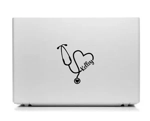 Personalized Stethoscope Heart Vinyl Decal-Multiple Sizes and Colors - Picture 1 of 7
