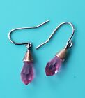 25mm Sterling Silver Pink Faceted Dangle Earrings 