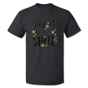 Funny Graphic T Shirts Halloween Stop in for Spell Golden Star Cotton Casper Top - Picture 1 of 24