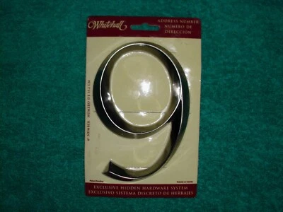 WHITEHALL NUMBER #9 or #6 BRUSHED NICKEL METAL CLASSIC DOOR HOUSE ADDRESS 6 INCH - Image 1 of 4