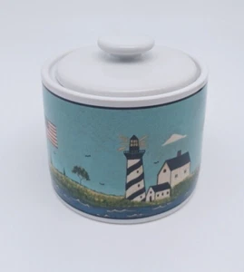 Vintage Sakura Warren Kimble Art Ocean Breeze Lidded Sugar Bowl - Picture 1 of 9