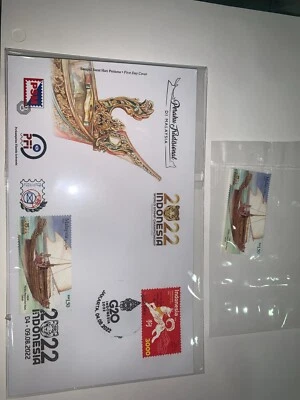 Malaysia 04-09-Aug-2022 fdc boat overprint jakarta first day cover + mint stampb - Image 1 of 2