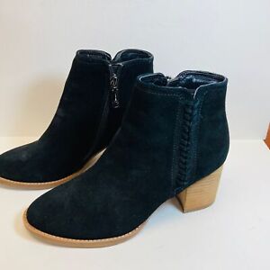 Blondo Black Suede Womens Boots 8M Waterproof Wood Block Heel Zip